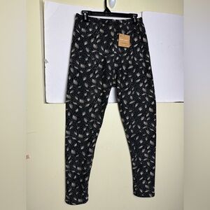 Just Cozy NEW Faux Fur Lined Stretch Soft Leggings Pants Warm Leaves Dot Graphic